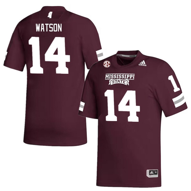 Men #14 Nathaniel Watson Mississippi State Bulldogs College Football Jerseys Stitched Sale-Maroon